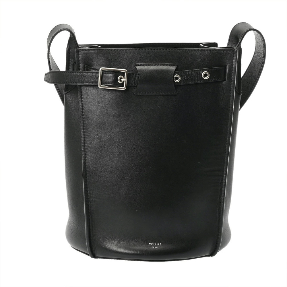 CELINE Big Bucket Black Leather Shoulder Bag